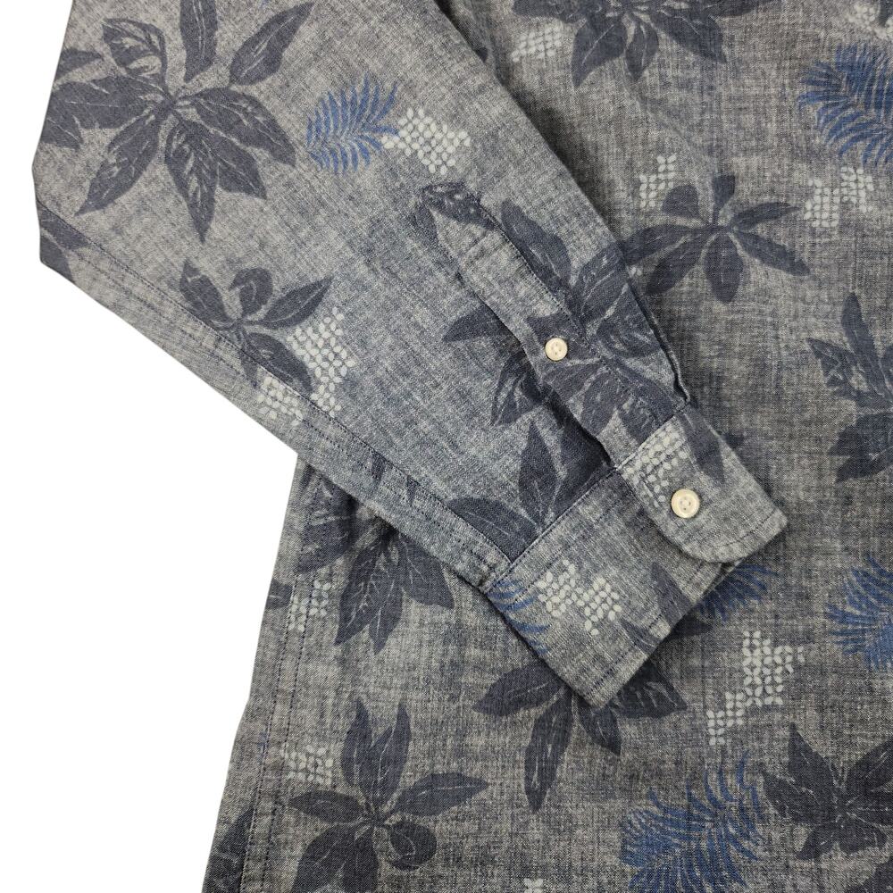 Chaps Shirt Mens XXL 2XL Blue Button Up Down Denim Tropical Floral Collared NWT - Picture 7 of 14